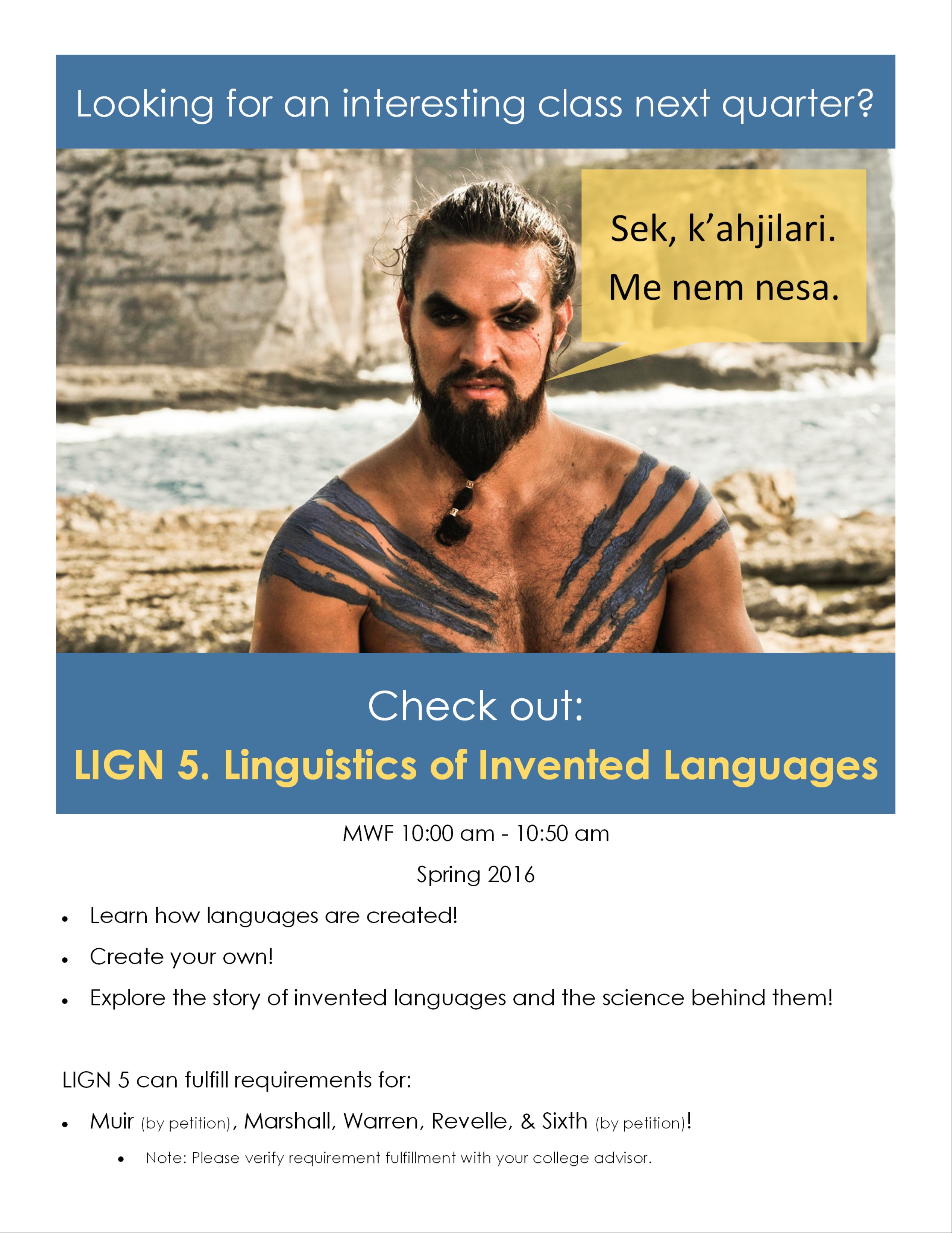 UC San Diego Linguistics Undergraduate Program LIGN 5