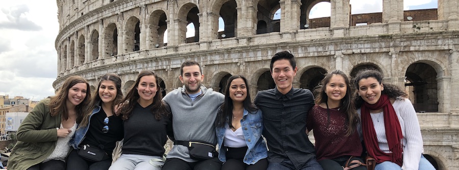 1 of 3, UC student visiting the Roman Colosseum with friends in Rome Italy